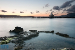 Lighthouse outside Argostoli bay, Kefalonia after sunset.
